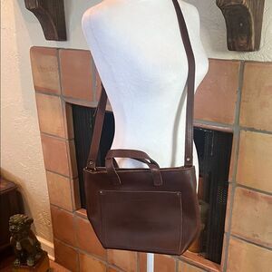 Portland Leather Cognac MINI CROSSBODY TOTE